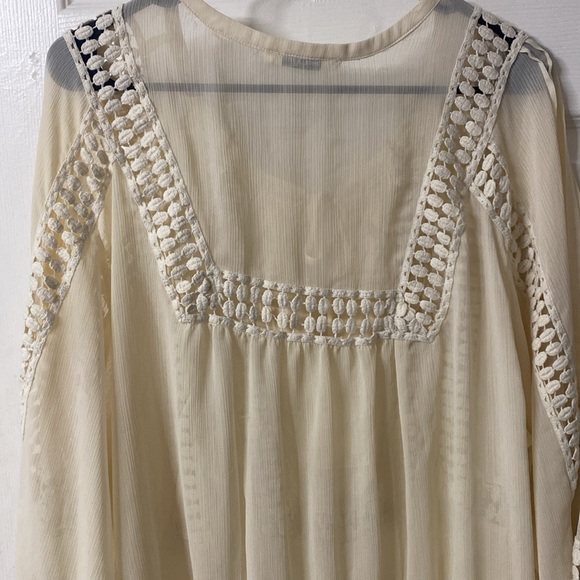 Daniel Rainn Boho Sheer Crochet Blouse Cream Color - Picture 8 of 9
